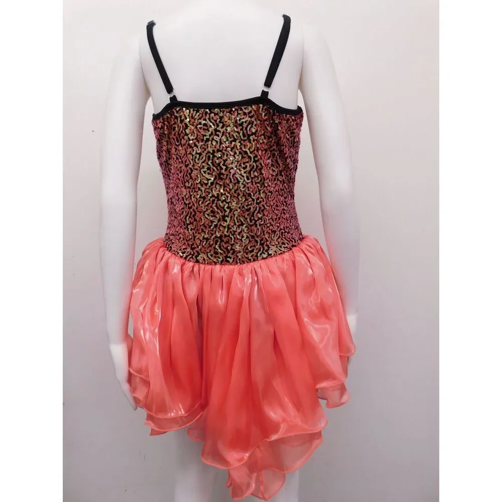 Pre-Owned Dance Costume Curtain Call J5256 Large Child Coral Jazz